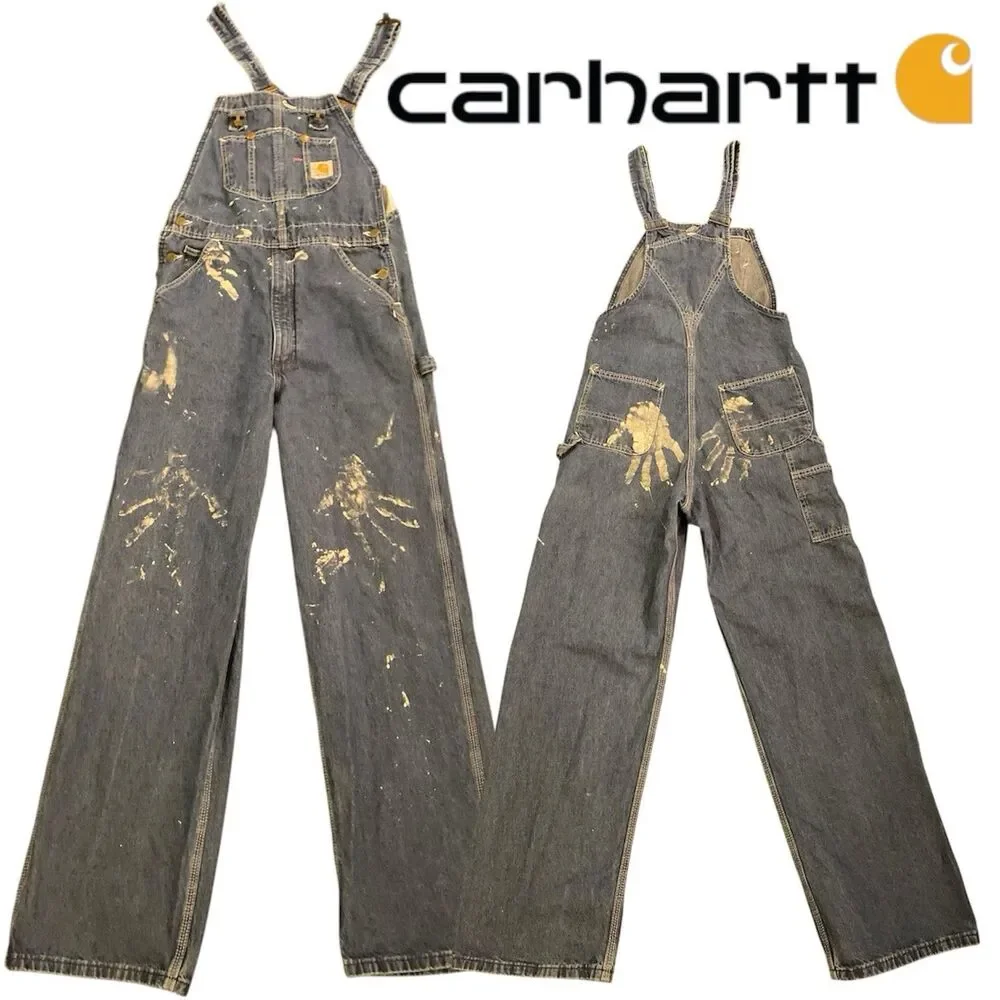 CARHARTT Carpenter Overalls Denim Jeans Bib Men’s 30X32 Jumpsuit Y2K Vintage